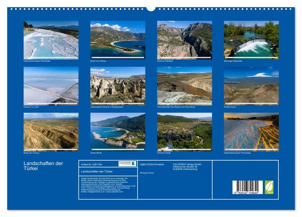 Produktbild: Landschaften der T&uuml;rkei (hochwertiger Premium Wandkalender 2026 DIN A2 quer), Kunstdruck in Hochglanz