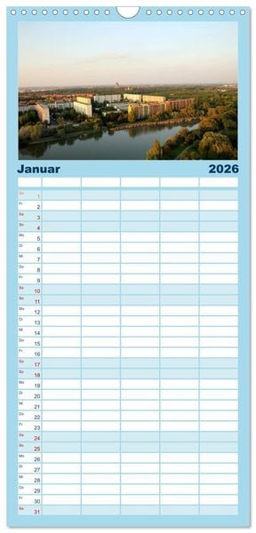 Produktbild: Familienplaner 2026 - &Uuml;ber den D&auml;chern von Leipzig mit 5 Spalten (Wandkalender, 21 x 45 cm) CALVENDO
