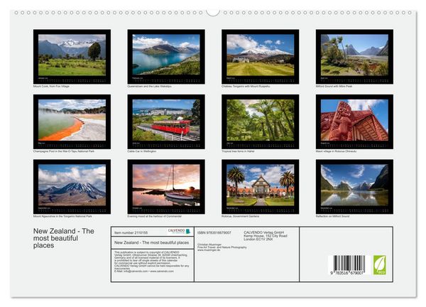 Produktbild: New Zealand - The most beautiful places (High Quality Premium Wall Calendar 2026 DIN A2 landscape),CALVENDO 12 Month Wall Calendar