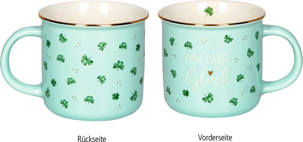 Produktbild: Porzellan-Tasse Gl&uuml;cksklee - Viel Gl&uuml;ck