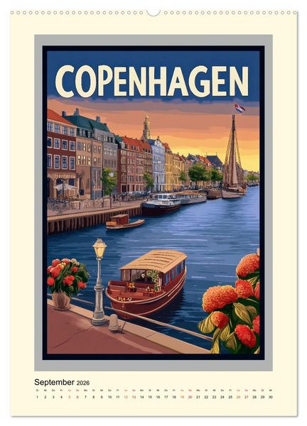 Produktbild: Weltreise - nostalgische Poster (Wandkalender 2026 DIN A2 hoch), CALVENDO Monatskalender
