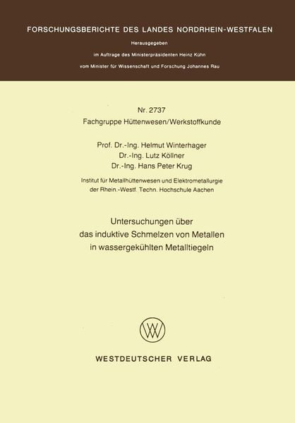 Produktbild: Untersuchungen &uuml;ber das induktive Schmelzen von Metallen in wassergek&uuml;hlten Metalltiegeln