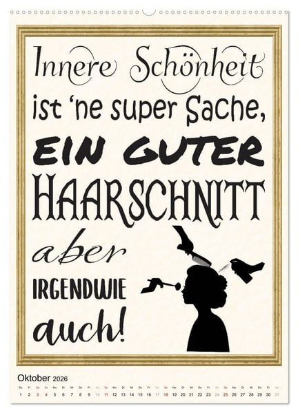 Produktbild: Friseur-Spr&uuml;che (Wandkalender 2026 DIN A2 hoch), CALVENDO Monatskalender