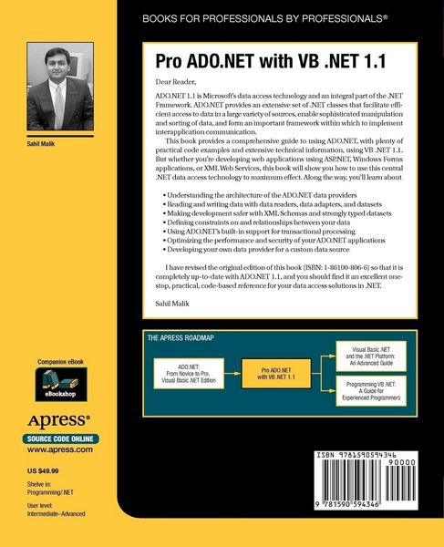 Produktbild: Pro ADO.NET with VB .NET 1.1