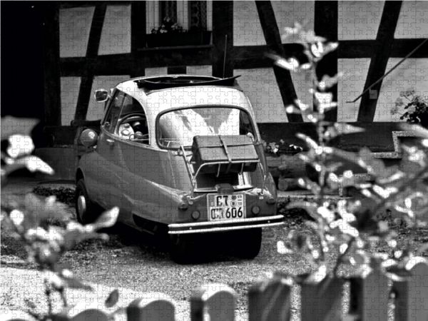 Produktbild: CALVENDO Puzzle BMW Isetta 300 in schwarzwei&szlig; 1000 Teile Lege-Gr&ouml;&szlig;e 64 x 48 cm Foto-Puzzle Bild von Ingo Laue