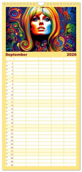 Produktbild: Familienplaner 2026 - Psychodelic Art mit 5 Spalten (Wandkalender, 21 x 45 cm) CALVENDO