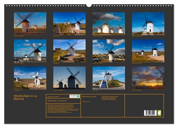 Produktbild: Windm&uuml;hlen in La Mancha (Wandkalender 2026 DIN A2 quer), CALVENDO Monatskalender