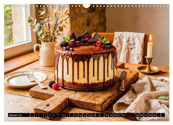 Produktbild: K&auml;sekuchen Kalender - K&ouml;stliche Dessertmomente (Wandkalender 2027 DIN A3 quer), CALVENDO Monatskalender
