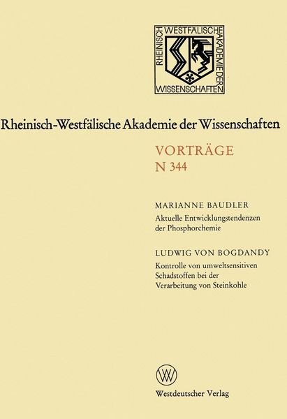 Produktbild: Aktuelle Entwicklungstendenzen der Phosphorchemie. Kontrolle von umweltsensitiven Schadstoffen bei der Verarbeitung von Steinkohle