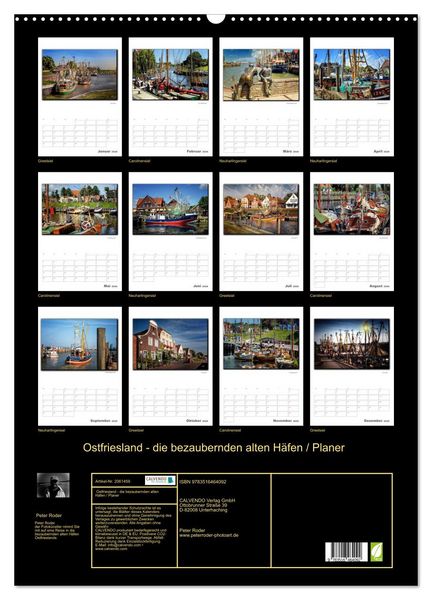 Produktbild: Ostfriesland - die bezaubernden alten H&auml;fen / Planer (Wandkalender 2026 DIN A2 hoch), CALVENDO Monatskalender