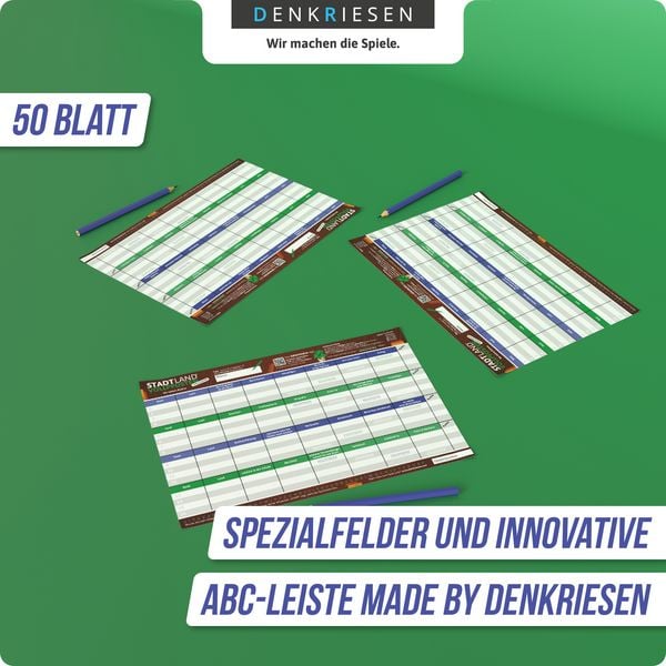 Produktbild: DENKRIESEN - Stadt Land Vollpfosten® Thalia Edition – "Wir lieben Bücher." ¦ A4 Spielblock