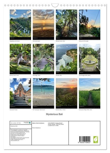 Produktbild: Mysterious Bali (Wall Calendar 2026 DIN A3 portrait), CALVENDO 12 Month Wall Calendar