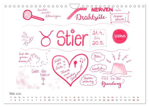 Produktbild: Sternzeichen-Kalender (Wandkalender 2026 DIN A4 quer), CALVENDO Monatskalender