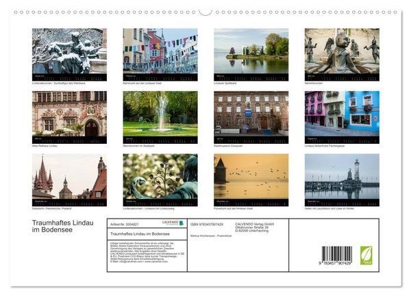 Produktbild: Traumhaftes Lindau im Bodensee (Wandkalender 2026 DIN A2 quer), CALVENDO Monatskalender
