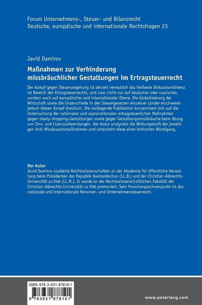 Produktbild: Ma&szlig;nahmen zur Verhinderung missbr&auml;uchlicher Gestaltungen im Ertragsteuerrecht
