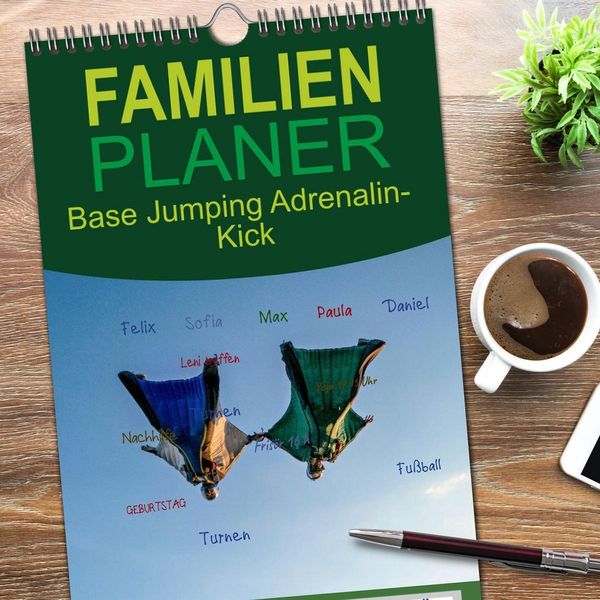 Produktbild: Familienplaner 2026 - Base Jumping Adrenalin- Kick mit 5 Spalten (Wandkalender, 21 x 45 cm) CALVENDO