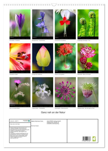 Produktbild: Ganz nah an der Natur (Wandkalender 2026 DIN A2 hoch), CALVENDO Monatskalender
