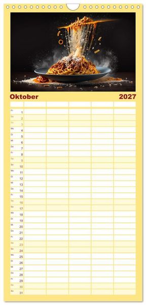 Produktbild: Familienplaner 2027 - Italienische Gerichte mit 5 Spalten (Wandkalender, 21 x 45 cm) CALVENDO