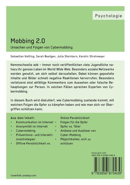 Produktbild: Mobbing 2.0. Ursachen und Folgen von Cybermobbing