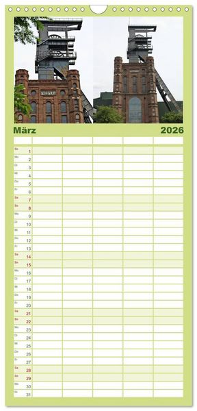 Produktbild: Familienplaner 2026 - Zeche Prosper-Haniel Bottrop mit 5 Spalten (Wandkalender, 21 x 45 cm) CALVENDO