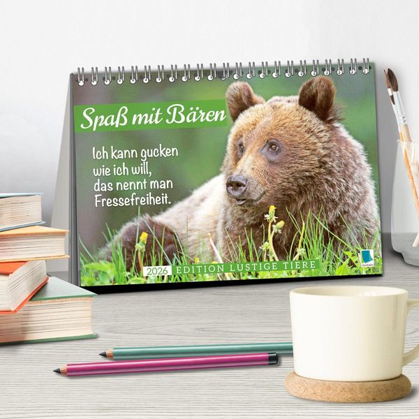Produktbild: Spa&szlig; mit B&auml;ren: Edition lustige Tiere (Tischkalender 2026 DIN A5 quer), CALVENDO Monatskalender