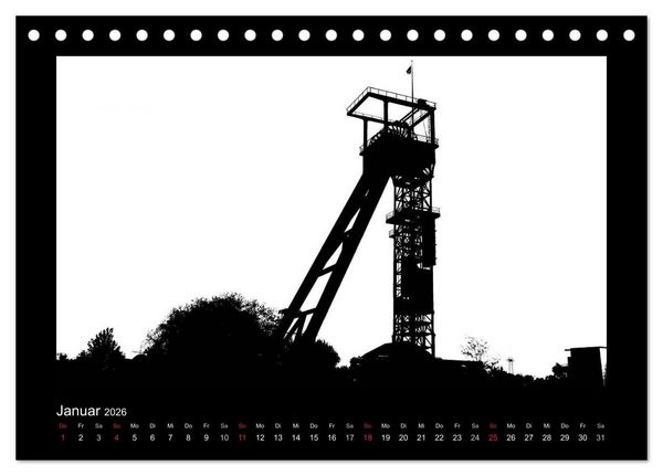 Produktbild: Ruhrpott und Niederrhein in Schwarzwei&szlig; (Tischkalender 2026 DIN A5 quer), CALVENDO Monatskalender