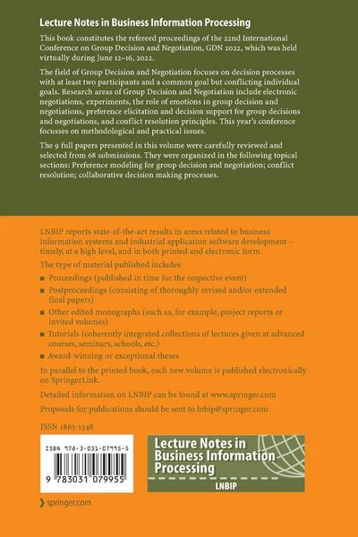 Produktbild: Group Decision and Negotiation: Methodological and Practical Issues