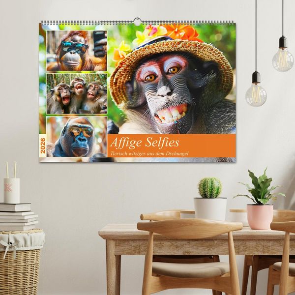 Produktbild: Affige Selfies. Tierisch witziges aus dem Dschungel (Wandkalender 2026 DIN A2 quer), CALVENDO Monatskalender