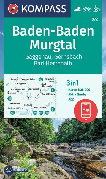 Produktbild: KOMPASS Wanderkarte 872 Baden-Baden, Murgtal, Gaggenau, Gernsbach, Bad Herrenalb 1:25.000