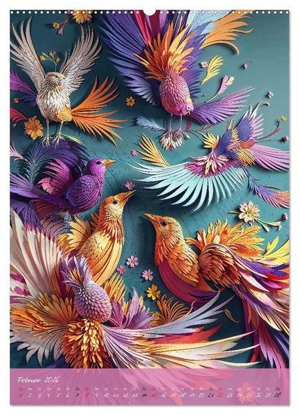 Produktbild: Papierv&ouml;gel - Digitale Kunst (Wandkalender 2026 DIN A2 hoch), CALVENDO Monatskalender