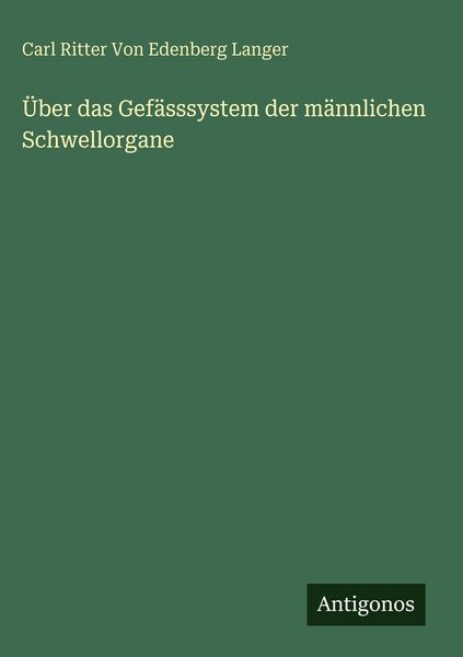 Produktbild: &Uuml;ber das Gef&auml;sssystem der m&auml;nnlichen Schwellorgane