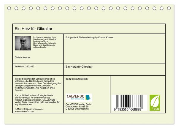 Produktbild: Ein Herz f&uuml;r Gibraltar (Tischkalender 2026 DIN A5 quer), CALVENDO Monatskalender