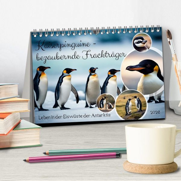 Produktbild: Kaiserpinguine - bezaubernde Fracktr&auml;ger (Tischkalender 2026 DIN A5 quer), CALVENDO Monatskalender