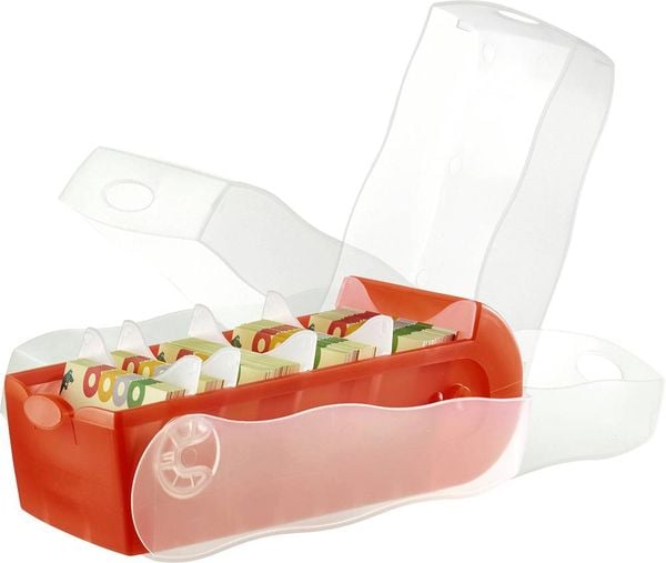 Produktbild: HAN CROCO 998-617 Karteibox Transluzent, Rot max. Anzahl der Karten: 500 Karten DIN A8 quer inkl. 100 linierten Karten