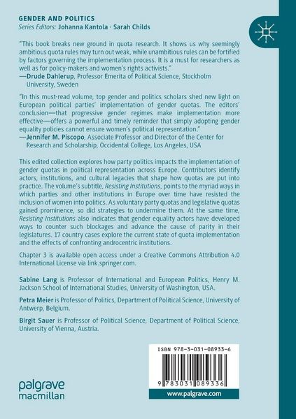 Produktbild: Party Politics and the Implementation of Gender Quotas