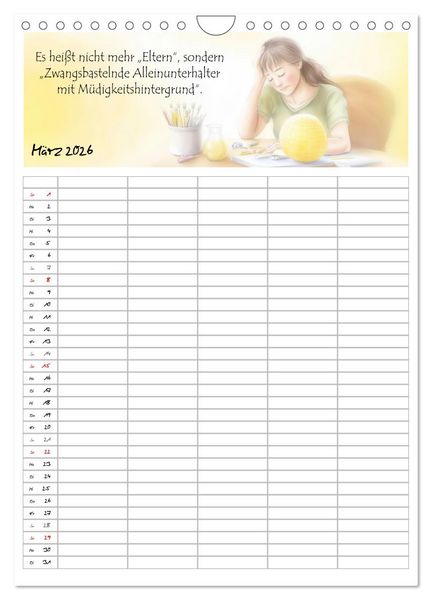 Produktbild: Elternspr&uuml;che Familienplaner (Wandkalender 2026 DIN A4 hoch), CALVENDO Monatskalender