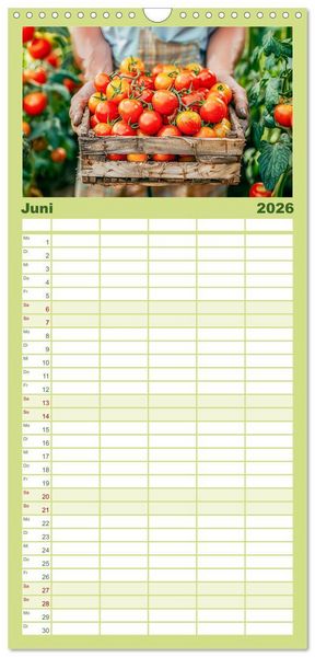 Produktbild: Familienplaner 2026 - Mein Gem&uuml;segarten - Ein Jahr knackig frisches Gem&uuml;se mit 5 Spalten (Wandkalender, 21 x 45 cm) CALVENDO