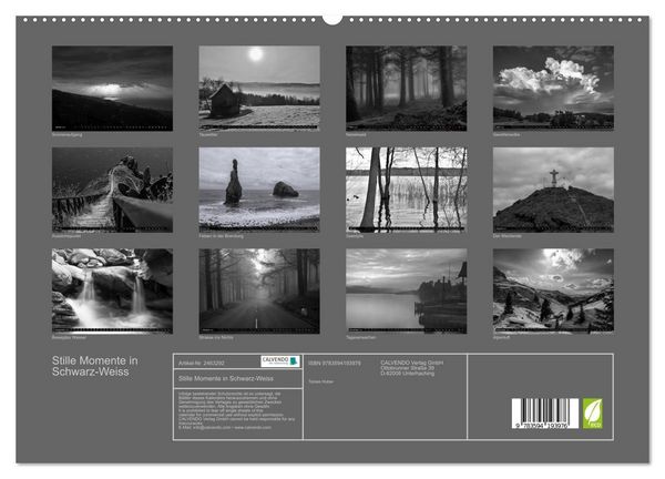 Produktbild: Stille Momente in Schwarz-Weiss (hochwertiger Premium Wandkalender 2027 DIN A2 quer), Kunstdruck in Hochglanz