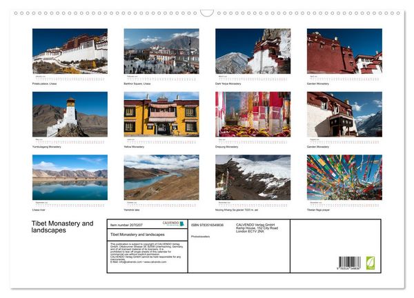 Produktbild: Tibet Monastery and landscapes (Wall Calendar 2026 DIN A2 landscape), CALVENDO 12 Month Wall Calendar