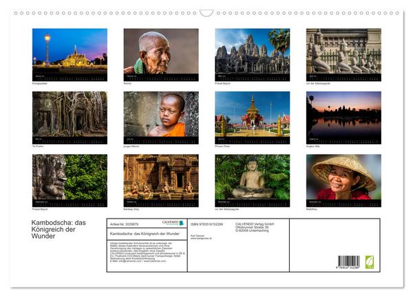 Produktbild: Kambodscha: das K&ouml;nigreich der Wunder (Wandkalender 2026 DIN A2 quer), CALVENDO Monatskalender