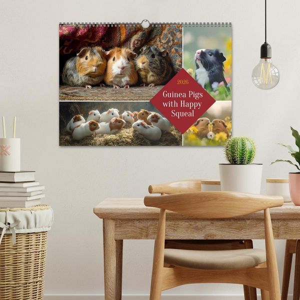 Produktbild: Guinea Pigs with Happy Squeal (Wall Calendar 2026 DIN A3 landscape), CALVENDO 12 Month Wall Calendar