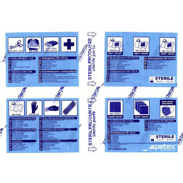 Produktbild: Petex 43939705 Plus blau DIN 13164:2022 inkl. Warnweste gelb EN 20471 Verbandtasche Inkl. Warnweste Pkw, Wohnmobile, Van, SUV