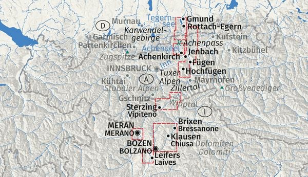 Produktbild: KOMPASS Wanderkarte 288 Alpen&uuml;berquerung, vom Tegernsee nach Sterzing, mit Varianten &uuml;ber den Spitzingsee nach Meran 1:50.000