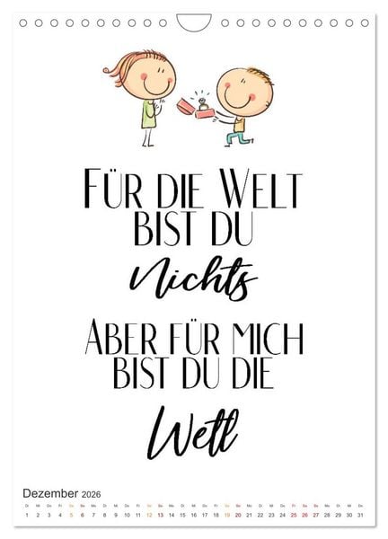 Produktbild: Liebesspr&uuml;che (Wandkalender 2026 DIN A4 hoch), CALVENDO Monatskalender