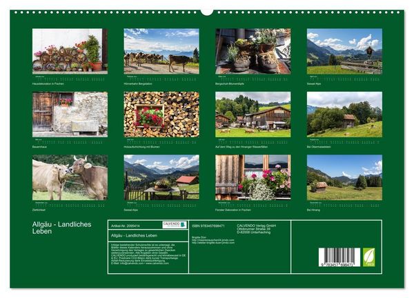 Produktbild: Allg&auml;u - Landliches Leben (hochwertiger Premium Wandkalender 2026 DIN A2 quer), Kunstdruck in Hochglanz