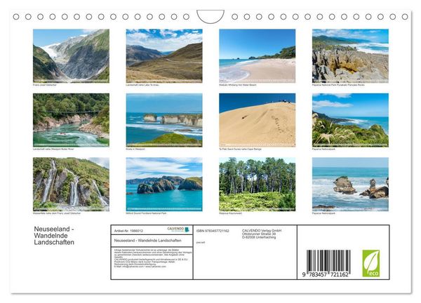 Produktbild: Neuseeland - Wandelnde Landschaften (Wandkalender 2026 DIN A4 quer), CALVENDO Monatskalender