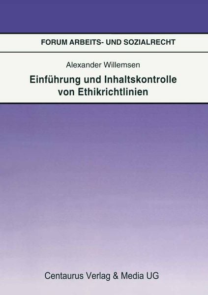 Produktbild: Einf&uuml;hrung und Inhaltskontrolle von Ethikrichtlinien