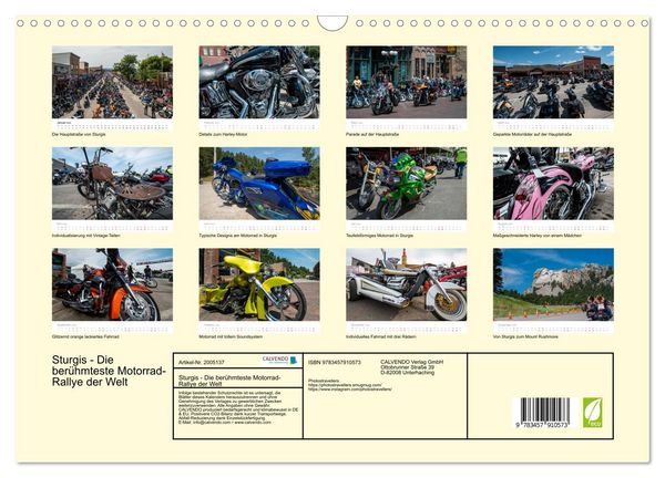 Produktbild: Sturgis - Die ber&uuml;hmteste Motorrad-Rallye der Welt (Wandkalender 2026 DIN A3 quer), CALVENDO Monatskalender