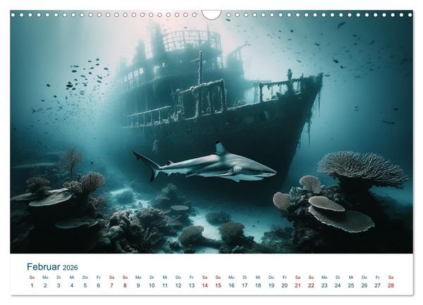 Produktbild: Wei&szlig;e Haie (Wandkalender 2026 DIN A3 quer), CALVENDO Monatskalender