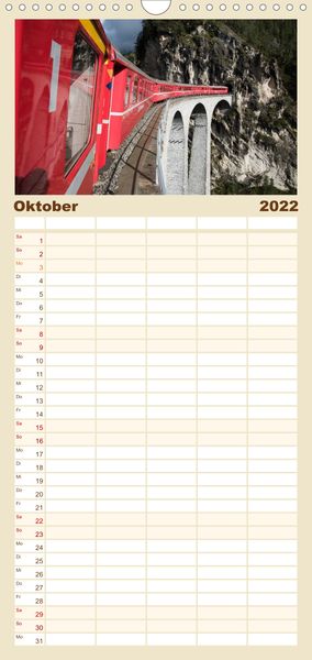 Produktbild: Schweizer Eisenbahn - Familienplaner hoch (Wandkalender 2022 , 21 cm x 45 cm, hoch)